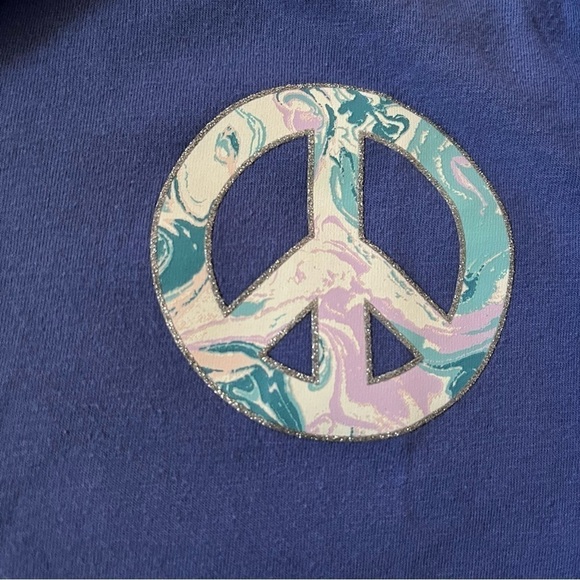 Cat & Jack bundle of 2 long-sleeve t-shirts with floral print and peace sign - Picture 3 of 5